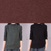 Women High Neck Spring Blouse Tutorials Blackish Green blouses - SooLinen