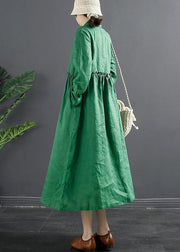 Women Lapel Ruffles Outfit Photography Green Maxi Dress - SooLinen