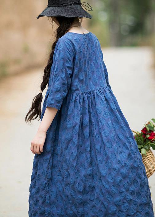 Women O Neck Half Sleeve Tunic Dress Fashion Ideas Blue Plus Size Dress - SooLinen