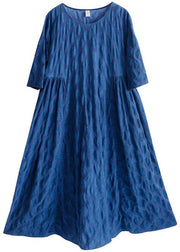 Women O Neck Half Sleeve Tunic Dress Fashion Ideas Blue Plus Size Dress - SooLinen