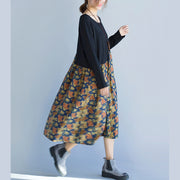 Women Patchwork Dress Lady Fashion Flower Print Dresses