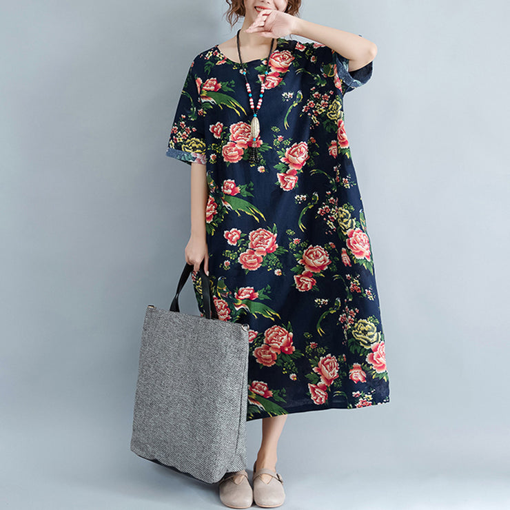 Frauen Plus Size Kleidung lockere Blumen Freizeitkleider