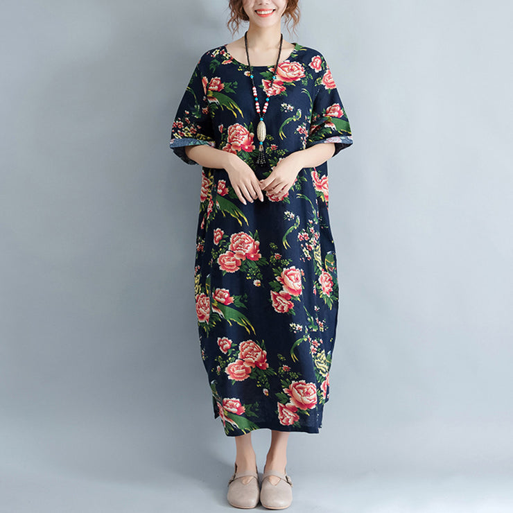 Frauen Plus Size Kleidung lockere Blumen Freizeitkleider