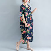 Frauen Plus Size Kleidung lockere Blumen Freizeitkleider