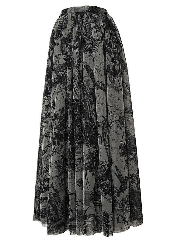 Women Print Tulle Pleated Summer A Line Skirts - SooLinen