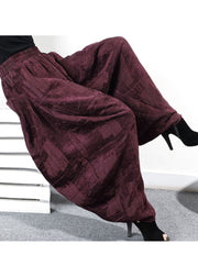 Women Purple Red Jacquard Corduroy harem pants Winter