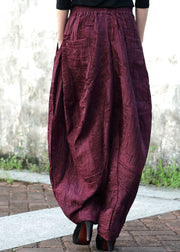 Women Purple Red Jacquard Corduroy harem pants Winter