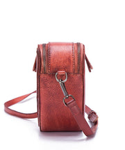 Frauen Rote Patchwork Paitings Kalbsleder Satchel Handtasche