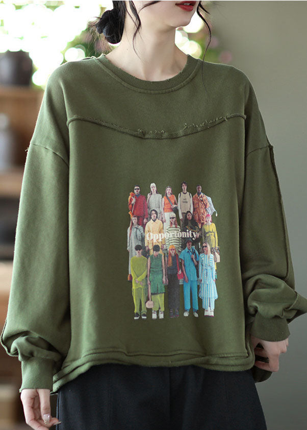 Frauen Roter Druck Baumwolle Lose Sweatshirts Top Frühling