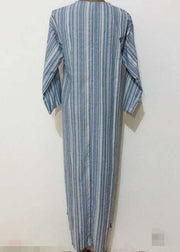 Women Striped V Neck Long Sleeve Casual Loose Maxi Dress