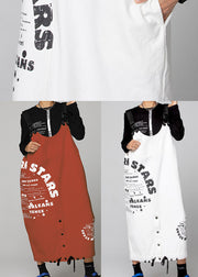 Women White Graphic denim drawstring Dresses Spring