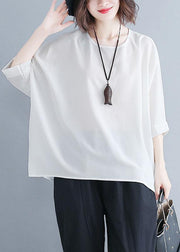 Women pink chiffon clothes Fashion Catwalk o neck Batwing Sleeve Summer tops - SooLinen