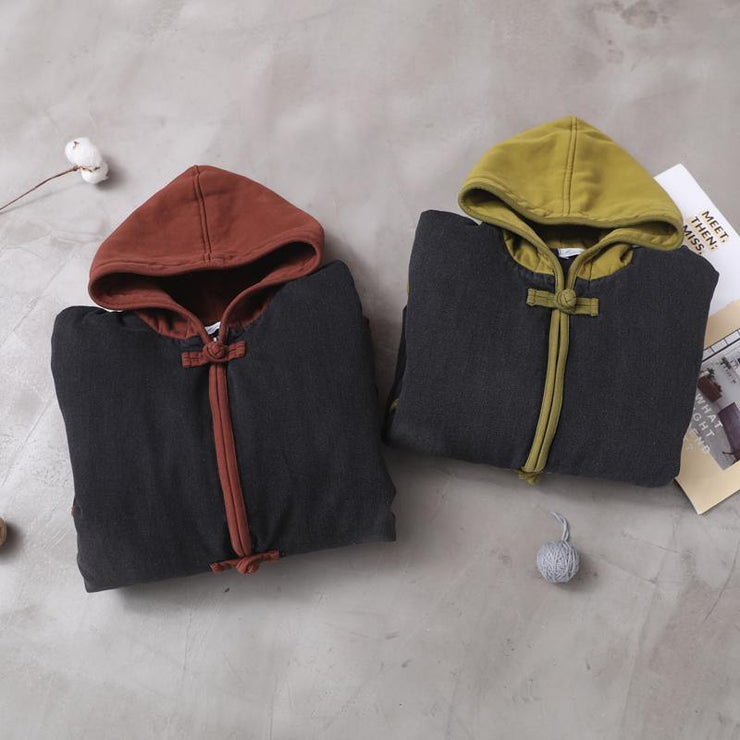 Women two pockets Fine winter Coats Women red hooded baggy coat - SooLinen