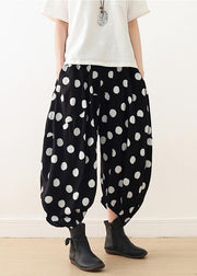 Women wide leg pants Cotton tunic pattern Fun Fashion Ideas black dotted Knee pants spring