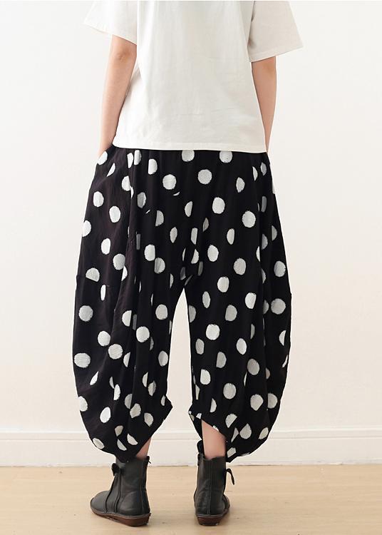 Women wide leg pants Cotton tunic pattern Fun Fashion Ideas black dotted Knee pants spring