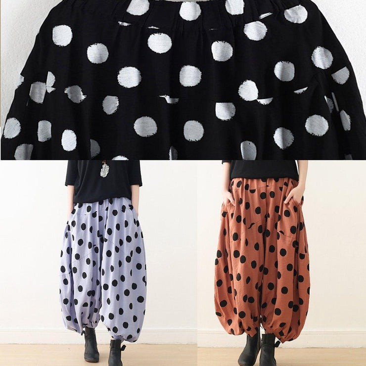 Women wide leg pants Cotton tunic pattern Fun Fashion Ideas black dotted Knee pants spring