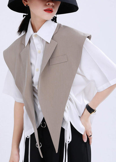 Women's Khaki clothes with magic weapon suit collar vest - SooLinen