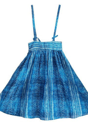 Women's Summer 2021 New Dress Blue Print Strap Skirt Swing Skirt - SooLinen