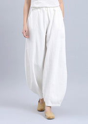 Women's summer casual pants loose large size retro cotton and linen wide legs harem pants tide - SooLinen