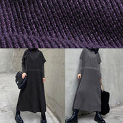 Women's winter fashion loose sweater vest skirt bottoming shirt two piece suit purple skirt - SooLinen