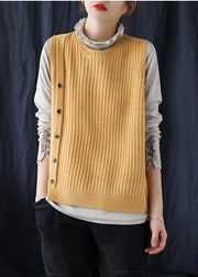 Yellow Crane Tops O Neck Sleeveless Fashion Spring Sweaters - SooLinen