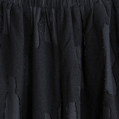 weite schwarze Bluse aus reiner Baumwollmischung plus Größe zweiteilig Neue asymmetrische Jacquard-Tops mit langen Ärmeln und O-Ausschnitt