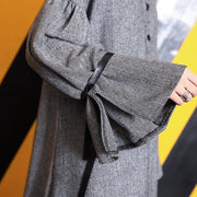 baggy gray lapel patchwork traveling clothing Fine large hem baggy dresses