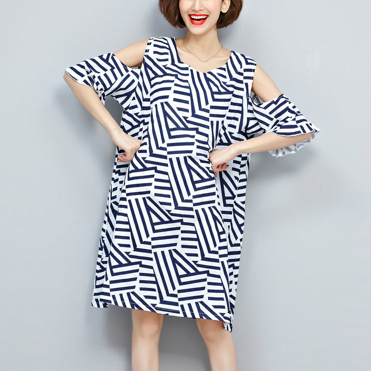 baggy striped women dress trendy plus size traveling clothing 2018 o neck patchwork dress