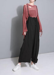 black casual cotton wearing methods pants plus size linen wide leg pants - SooLinen