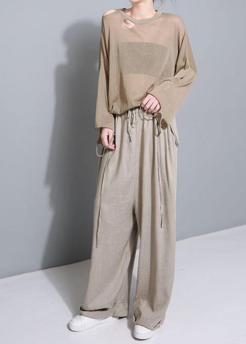 black casual cotton wearing methods pants plus size linen wide leg pants - SooLinen