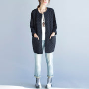 black casual fashion cotton cardigan plus size bracelet sleeved cardigan outwear