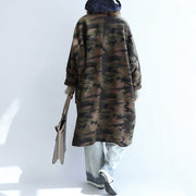 schwärzlich grüne Camouflage lässige Wollstrickjacken Oversize-Taschen Langarm-Trenchcoats