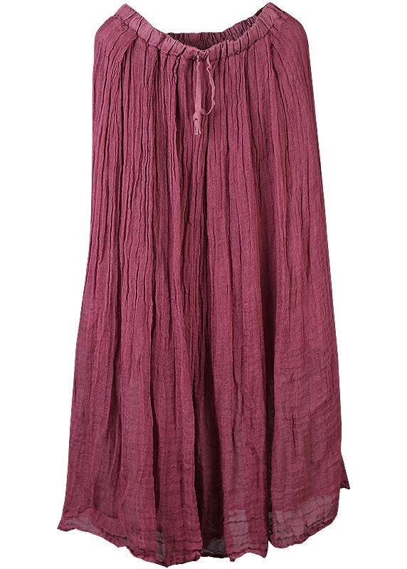 burgundy linen fall new skirts loose elastic waist maxi skirts - SooLinen