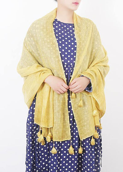 cotton linen scarf shawl casual yellow scarves - SooLinen