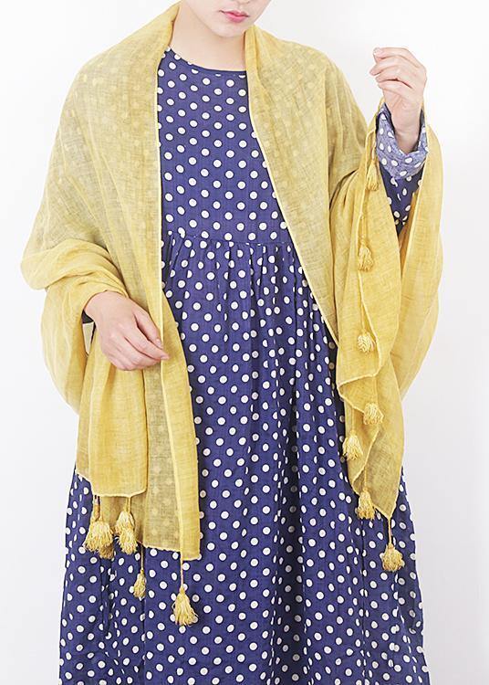 cotton linen scarf shawl casual yellow scarves - SooLinen