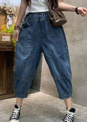 diy Blue fashion Pockets denim Pants Spring