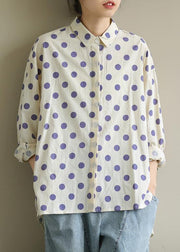 diy lapel low high design clothes Inspiration purple dotted blouses - SooLinen