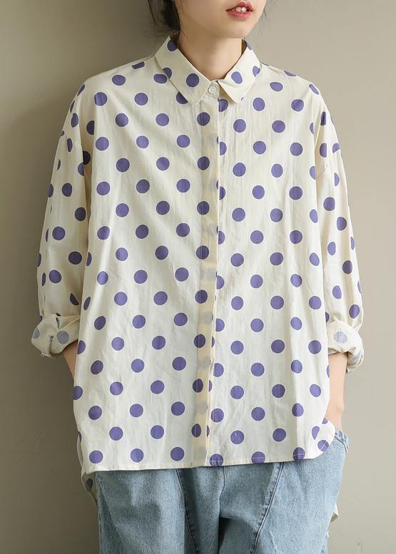 diy lapel low high design clothes Inspiration purple dotted blouses - SooLinen