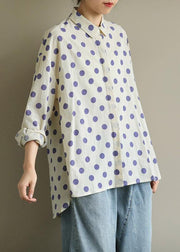 diy lapel low high design clothes Inspiration purple dotted blouses - SooLinen