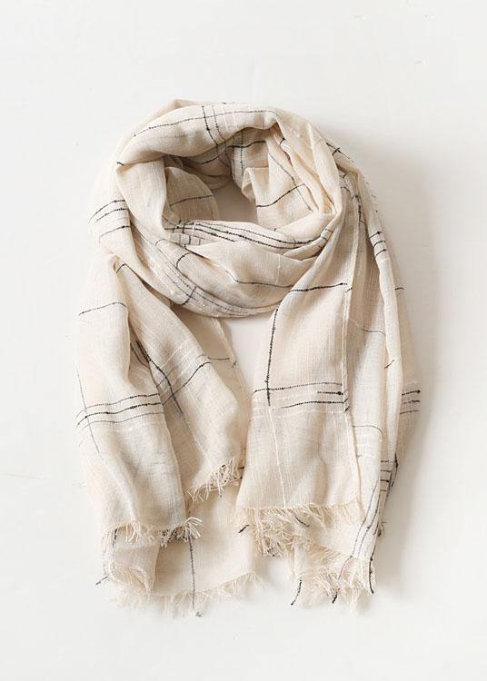 fall cute khaki plaid scarves soft striped big scarf - SooLinen