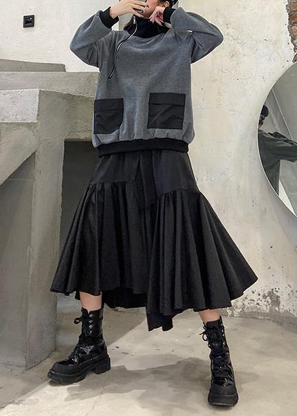 fashion asymmetric women skirts elastic waist ruffles skirts - SooLinen