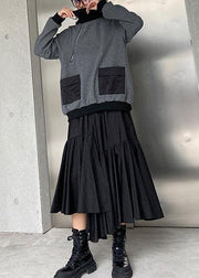 fashion asymmetric women skirts elastic waist ruffles skirts - SooLinen