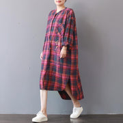 fashion plaid prints cotton caftans Loose fitting cotton clothing shirt dress New low high design kaftans