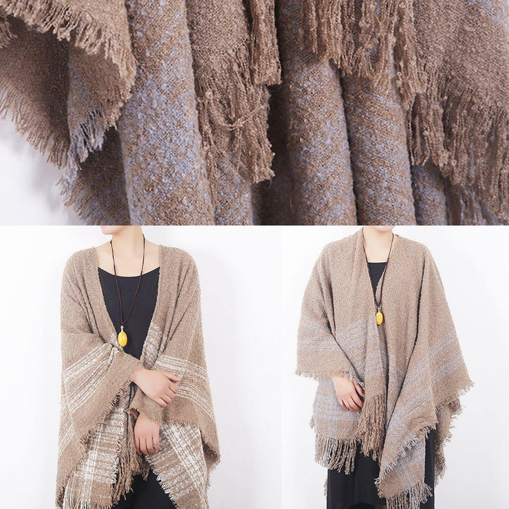 fashion women oversize tassel scarf knitting small fresh cloak sacarfes - SooLinen