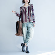 fine cotton striped knit cardigans plus size casual long sleeve short sweater outwear