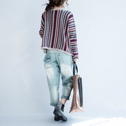 fine cotton striped knit cardigans plus size casual long sleeve short sweater outwear