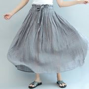 gray casual summer linen skirts plus size  a line skirts elastic waist maxi skirts