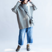 gray green casual hooded woolen blended outwear oversize print knit coats