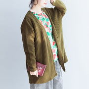 grüne lässige gestreifte Strickbluse plus Größe Langarmpullover Strickjacken warmer Herbst 2021