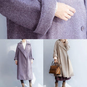 khaki Woolen Coat Women Loose fitting flare sleeve Jackets & Coats winter jackets - SooLinen